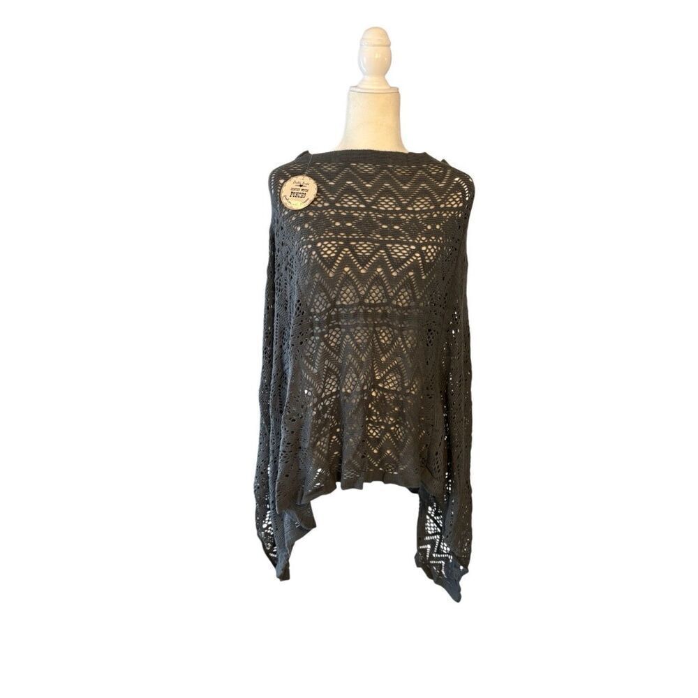 NWT Britt’s Knits open knit gray poncho